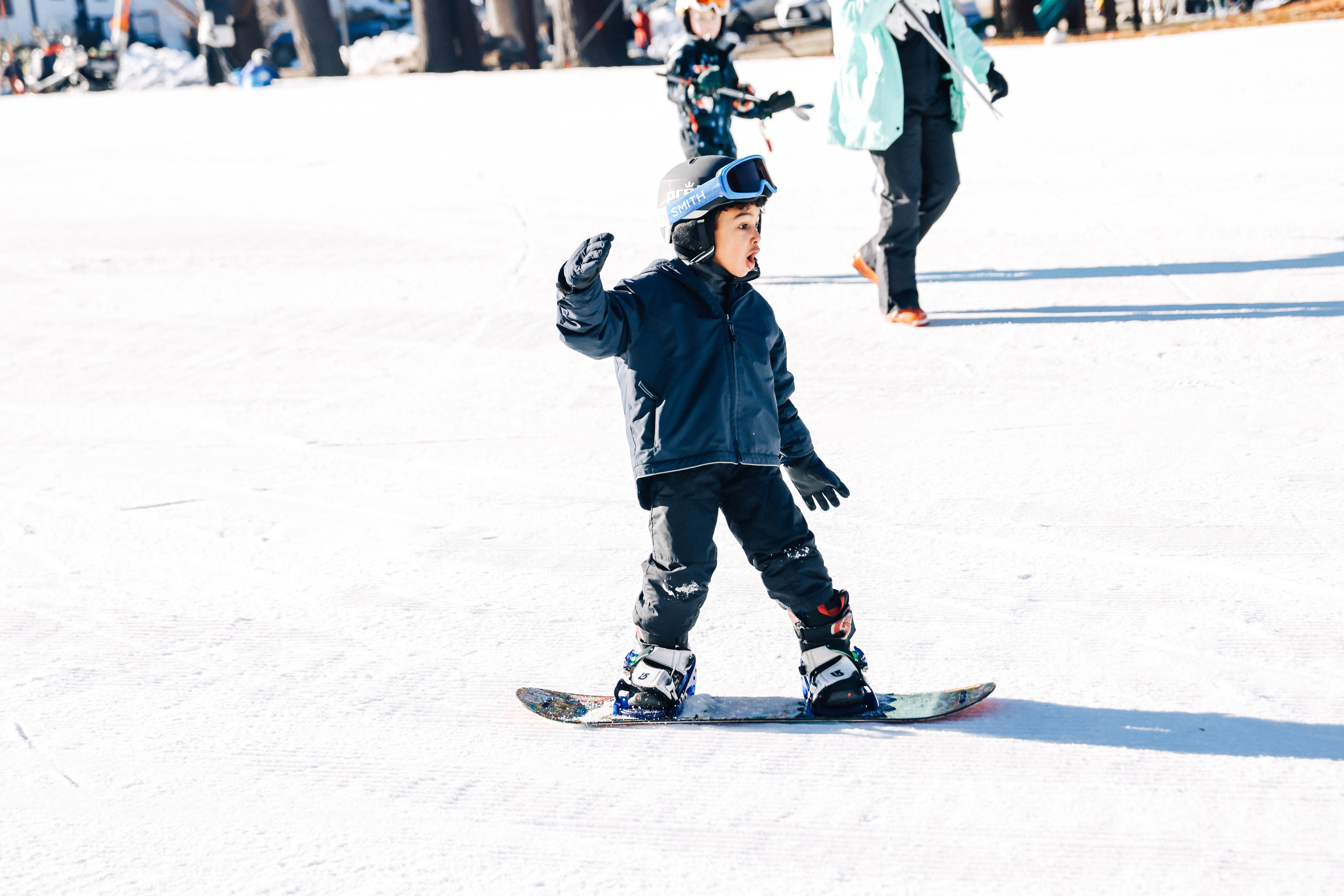 Snowboarder in the Junior Explorers Program at Berkshire East
