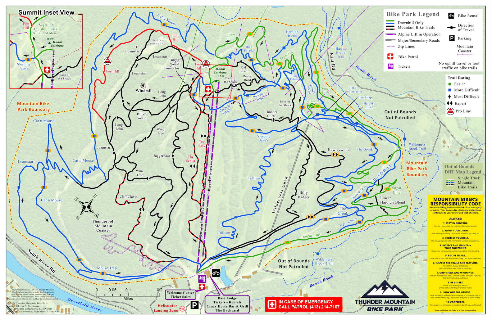 Thunder Mountain Bike Park Trail Map 2024
